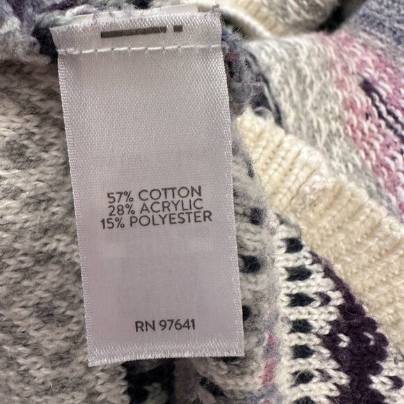 J Jill Pullover Sweater Hoodie Stripes Cozy Knit Cotton Blend Women's Small Tall - Picture 7 of 7